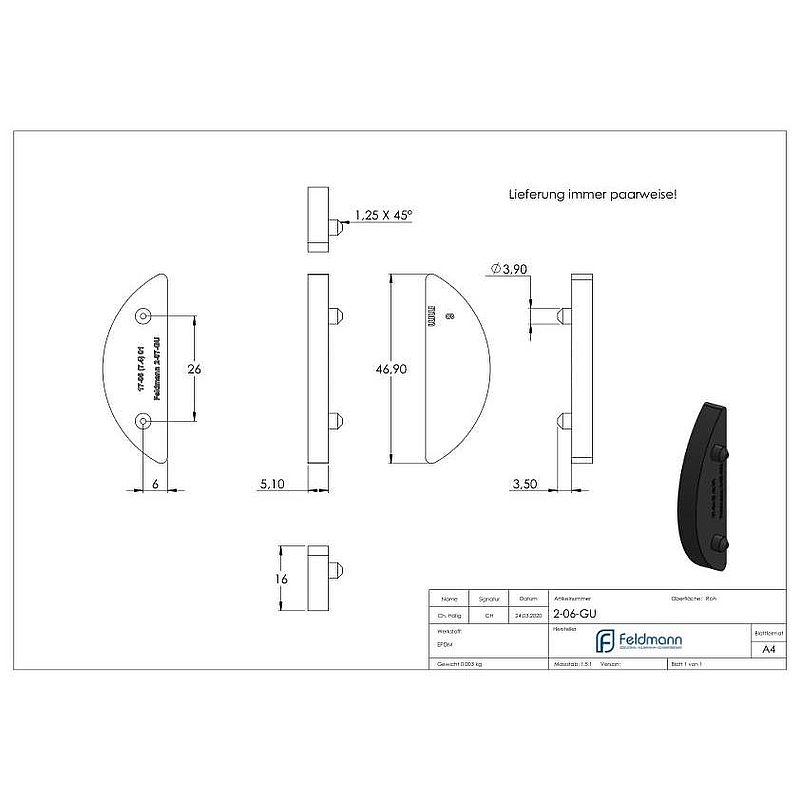 Gummi für Mod. 20/21, ESG-Glas 6mm