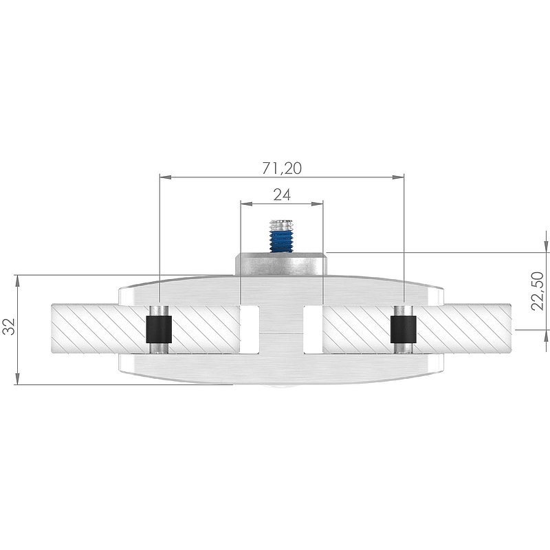 Privacy screen centre glass clamp mod. 26, AISI304