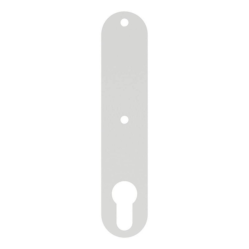 Plaque longue pour poignée de porte, aluminium, avec trou de cylindre