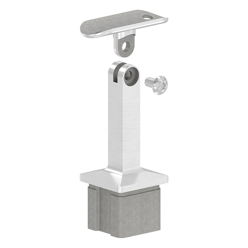 Tube end plug with hinge pin for tube 40x40x3mm, AISI304
