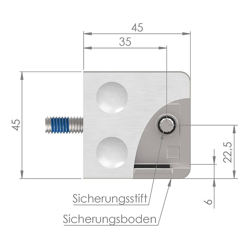 Glasklemme Mod. 31, Anschluss: 60,3mm, V4A