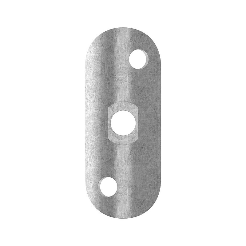 Handlaufanschlussplatte S235JR, Rohranschluss Ø 42,4mm, Bohrungen versetzt