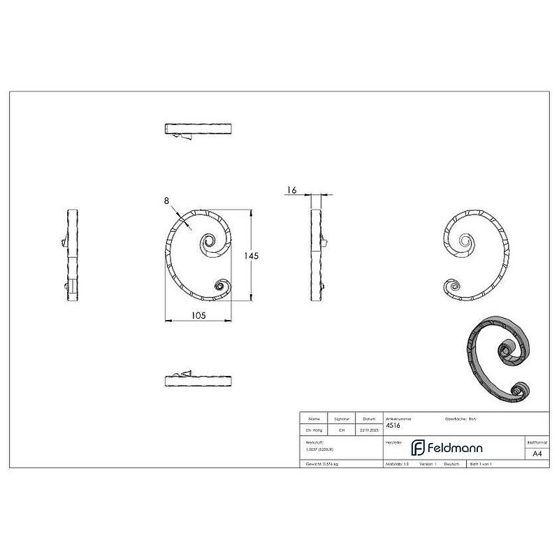 C-Schnörkel 16x8mm, 145x105mm, RE