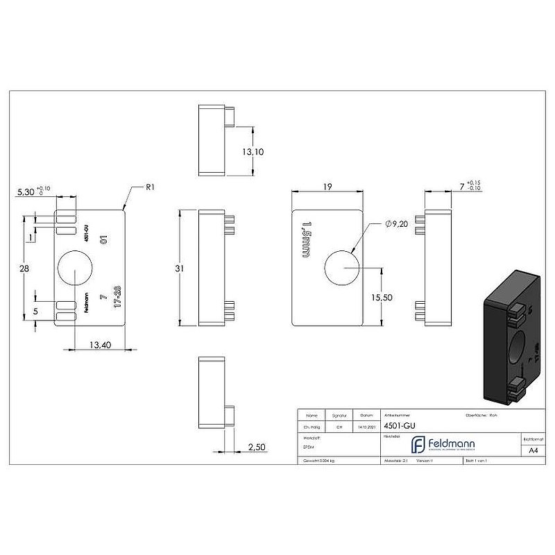 Rubber for Mod. 45, sheet metal 1.5mm