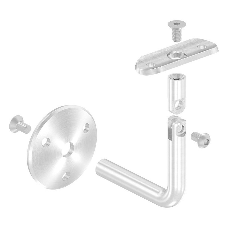 Handlaufhalter mit Gelenk, Handlaufanschlussplatte Rohr 42,4mm (Ronde und Bügel verschraubt), V2A
