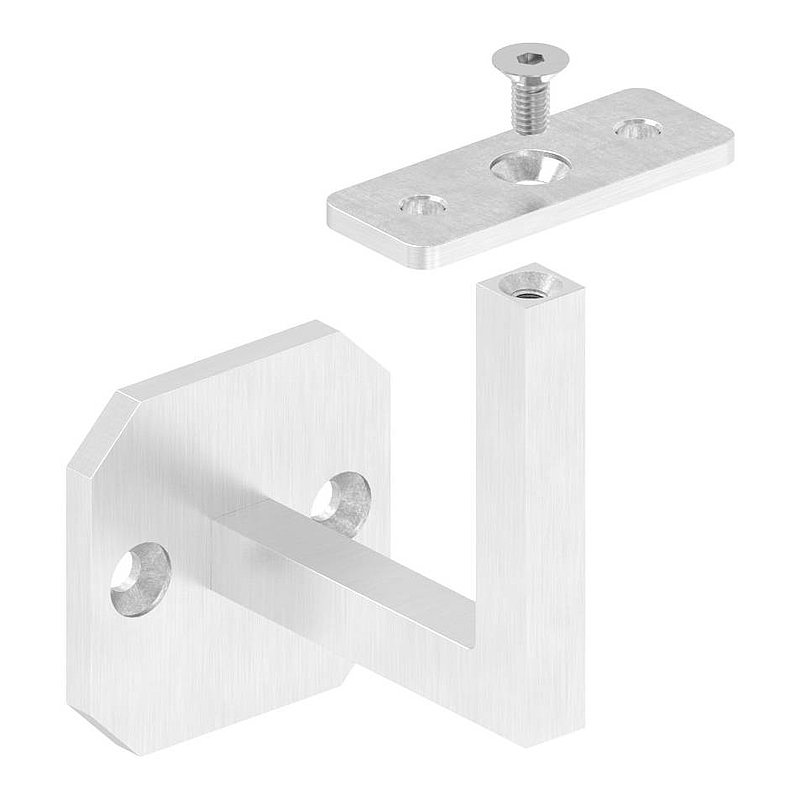 Handlaufhalter eckig mit gerader Handlaufanschlussplatte (Ronde und Bügel verschweißt), V2A