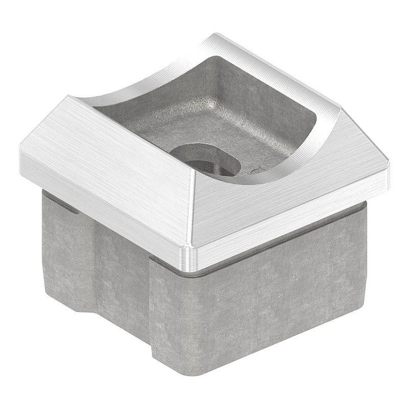Rohrsattel, für 40 x 40 x 2,0mm, oben für Ø 42,4mm, V2A