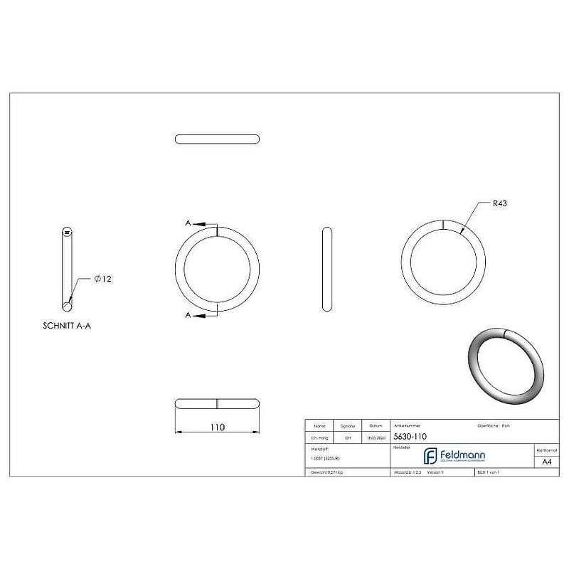 Ring 12mm, outer Ø 110mm