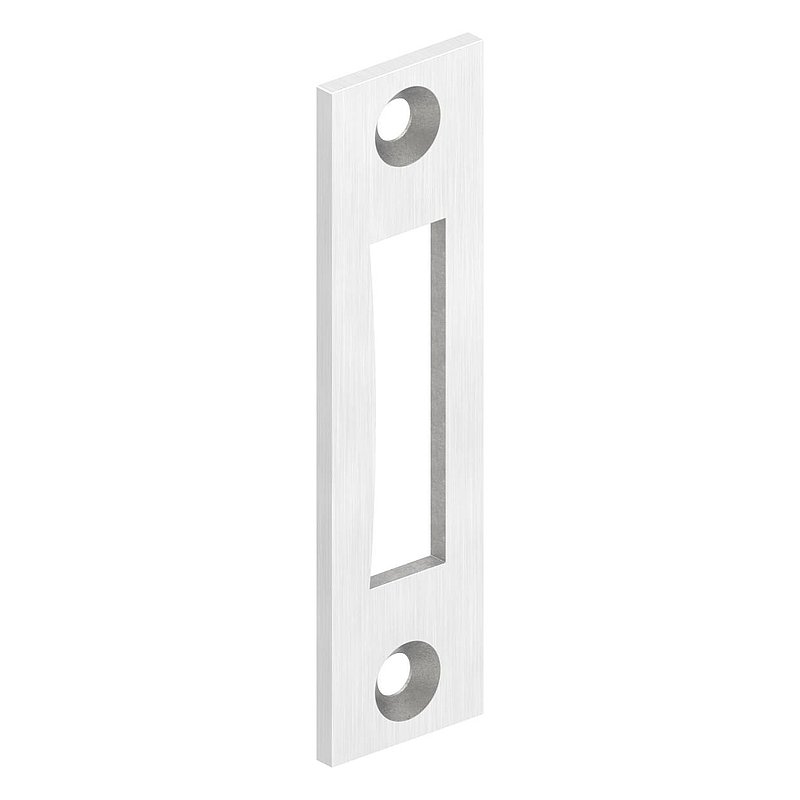Platine de gâche acier inox adaptée aux serrures à dormant pour profils tubulaires, 24x3mm, V2A