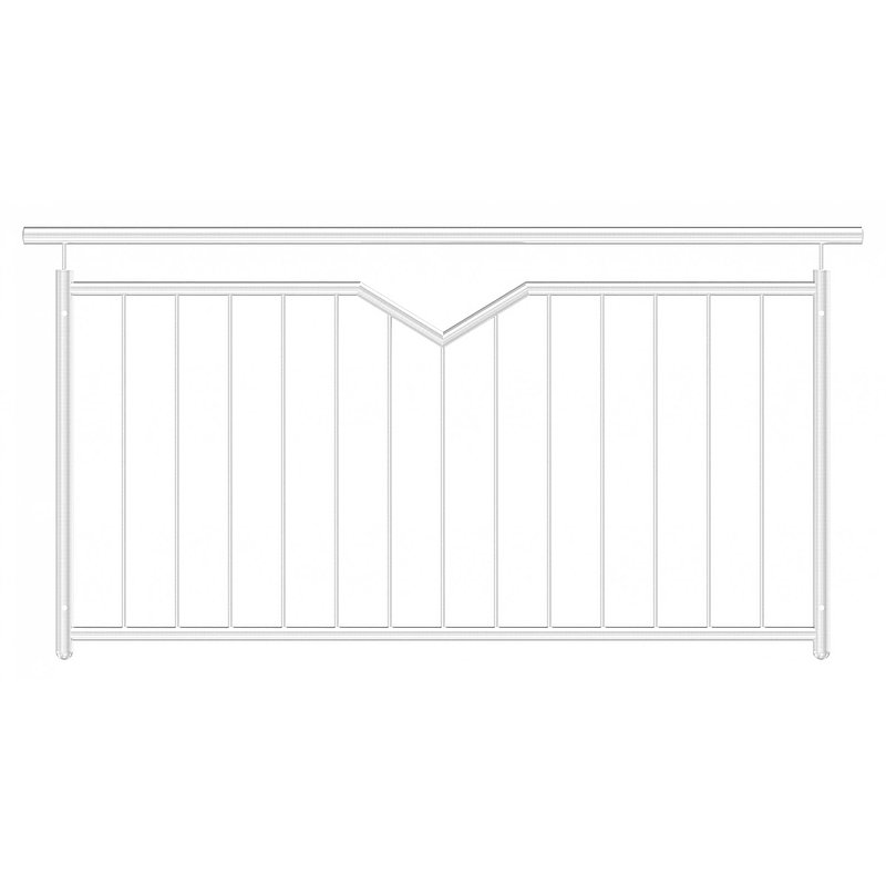 French balcony grille, with V-cutout, W: 1.8m, AISI304