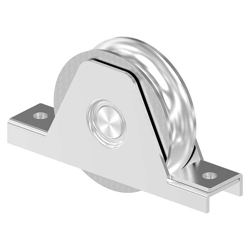 Roulette pour portail coulissant Ø 90 mm avec rainure ronde Ø 20 mm, V4A