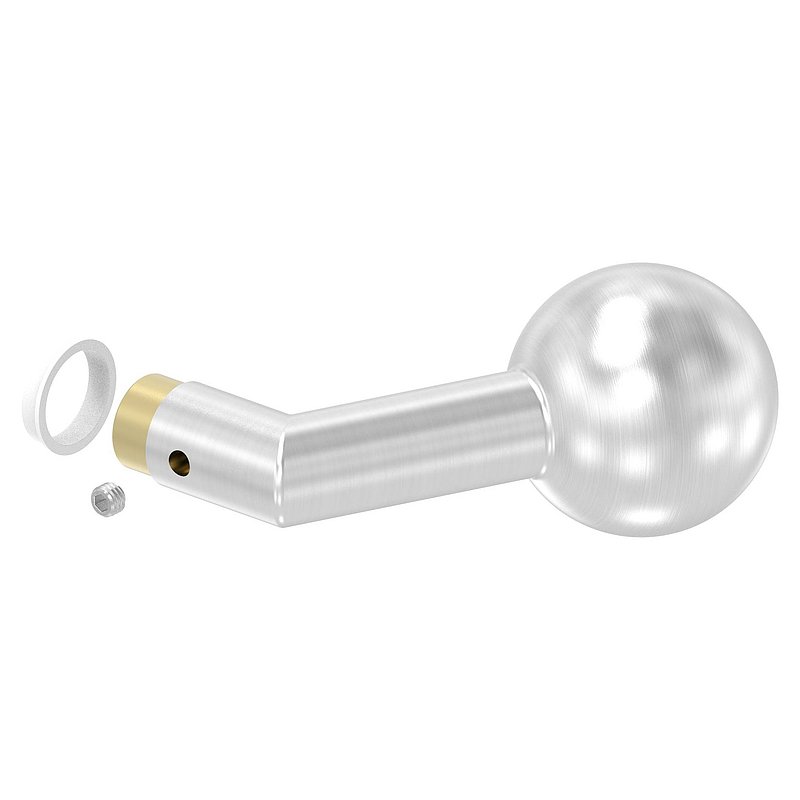 Door knob, single, Ø 50mm, cranked, AISI304