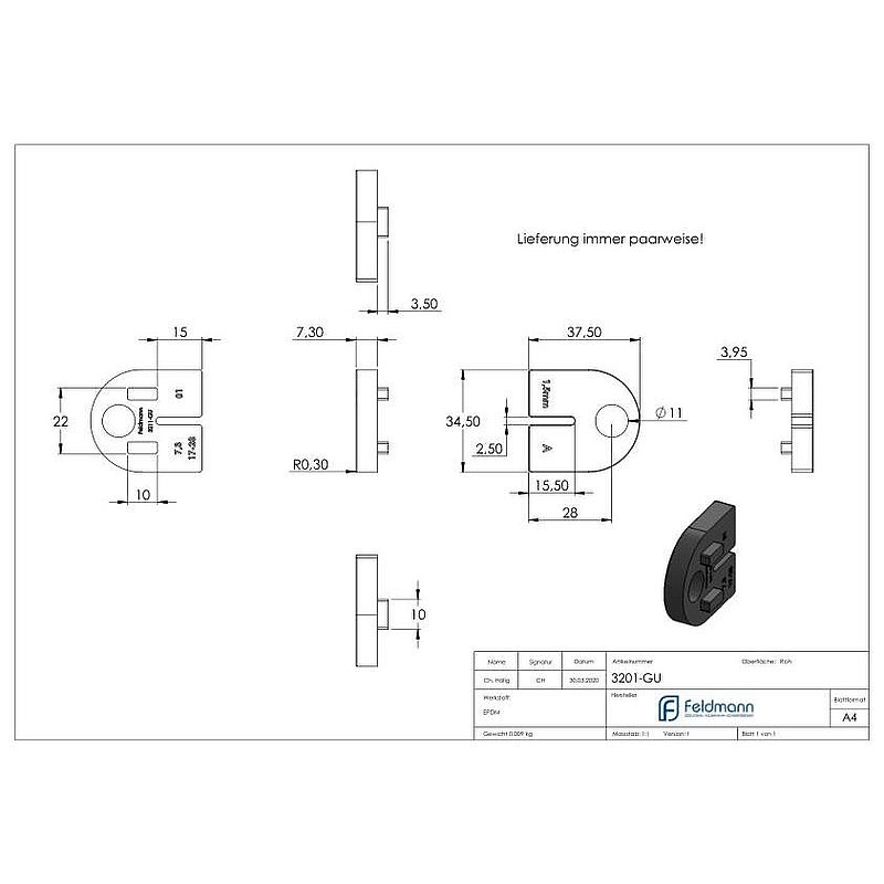Gummi für Mod. 32, Blech 1,5mm