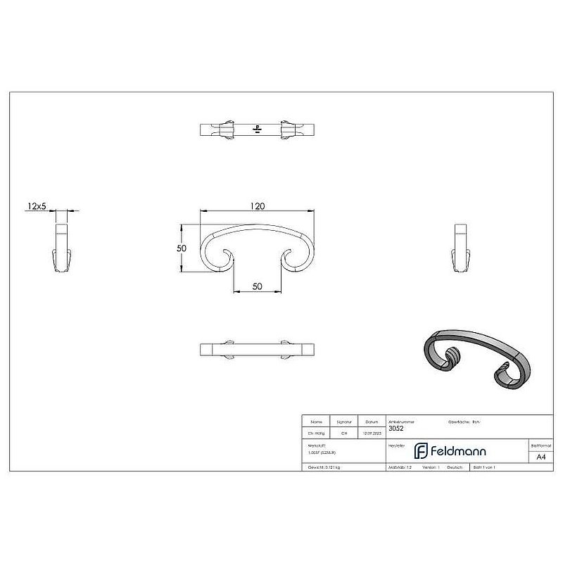 C-Schnecke 12x5mm, 60x120mm