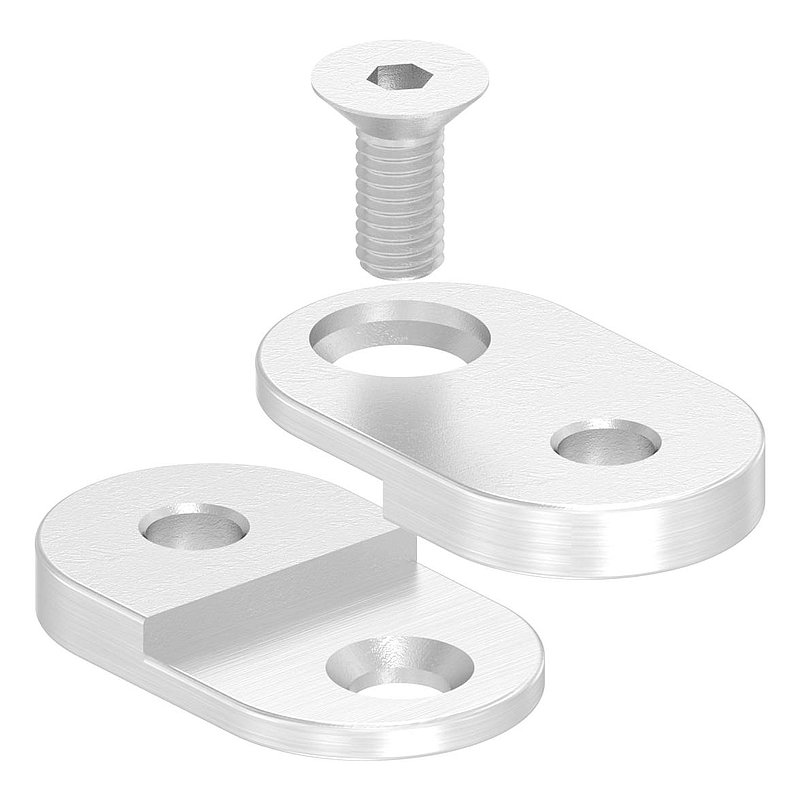 Handlaufanschlussplatte verstellbar, flach, V4A