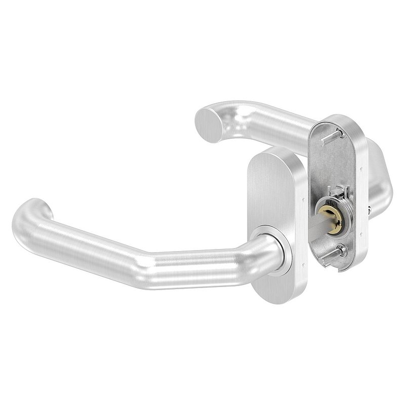 Türdrücker-Paar, ein Drücker feststehend, V2A