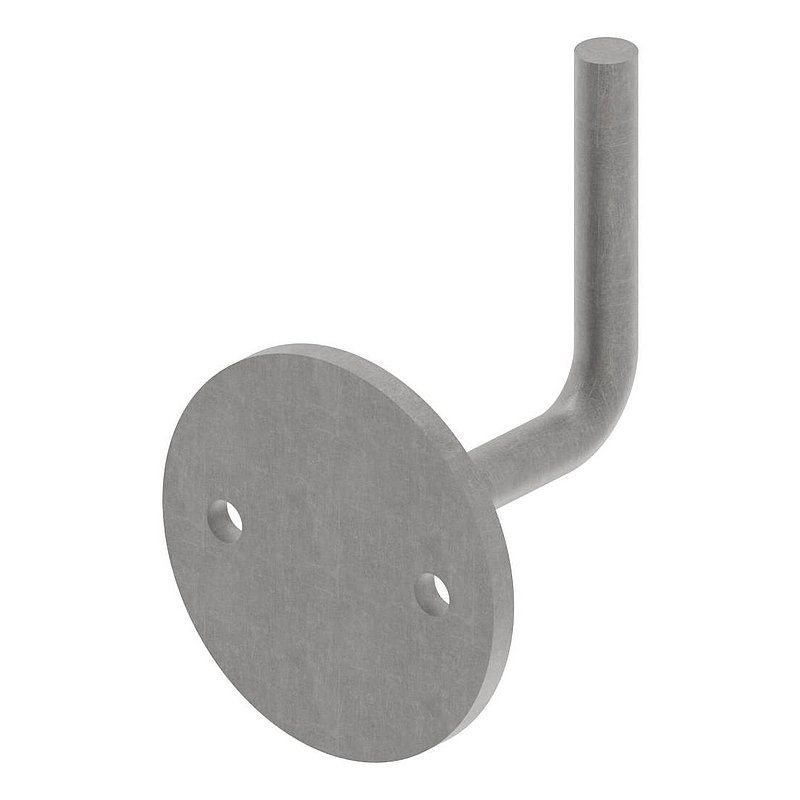 Handrail support with flat round plate, 80x6mm, elbow Ø 12mm