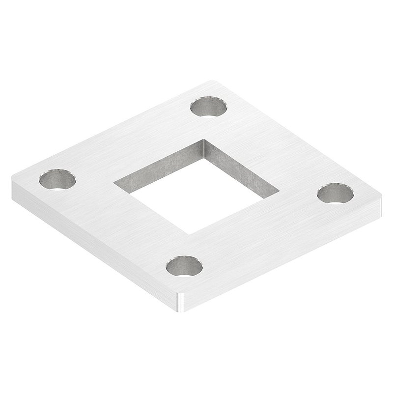 Plaque d'ancrage, 68x68x6mm, avec ponçage longitudinal, V2A