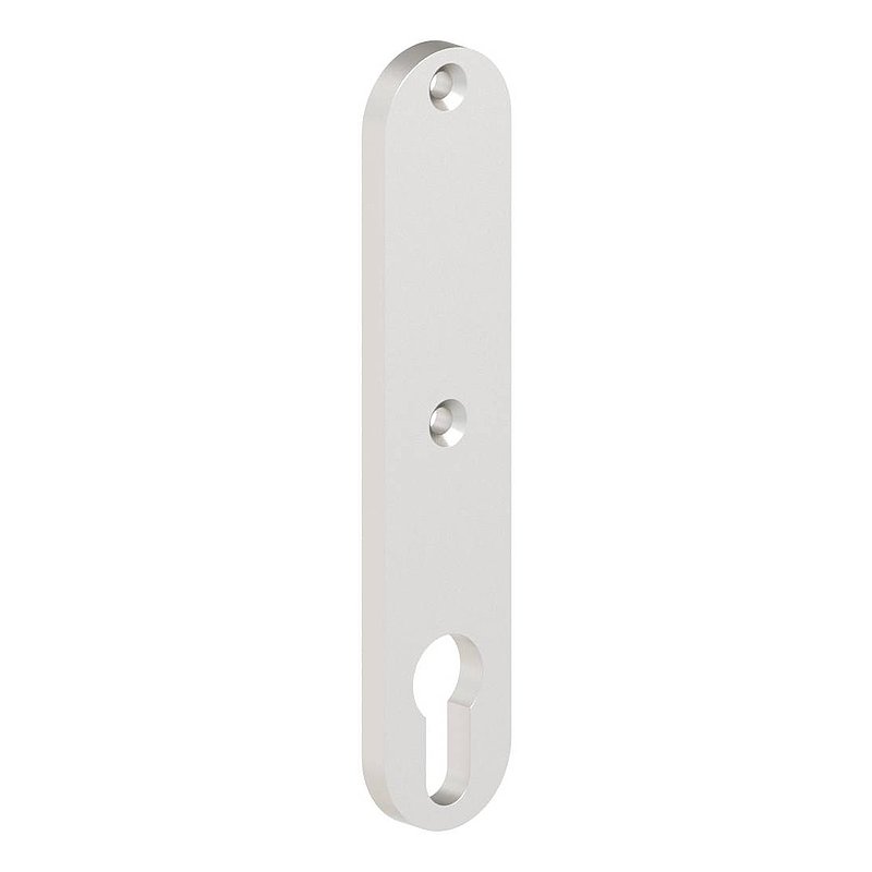 Plaque longue pour poignée de porte, aluminium, avec trou de cylindre