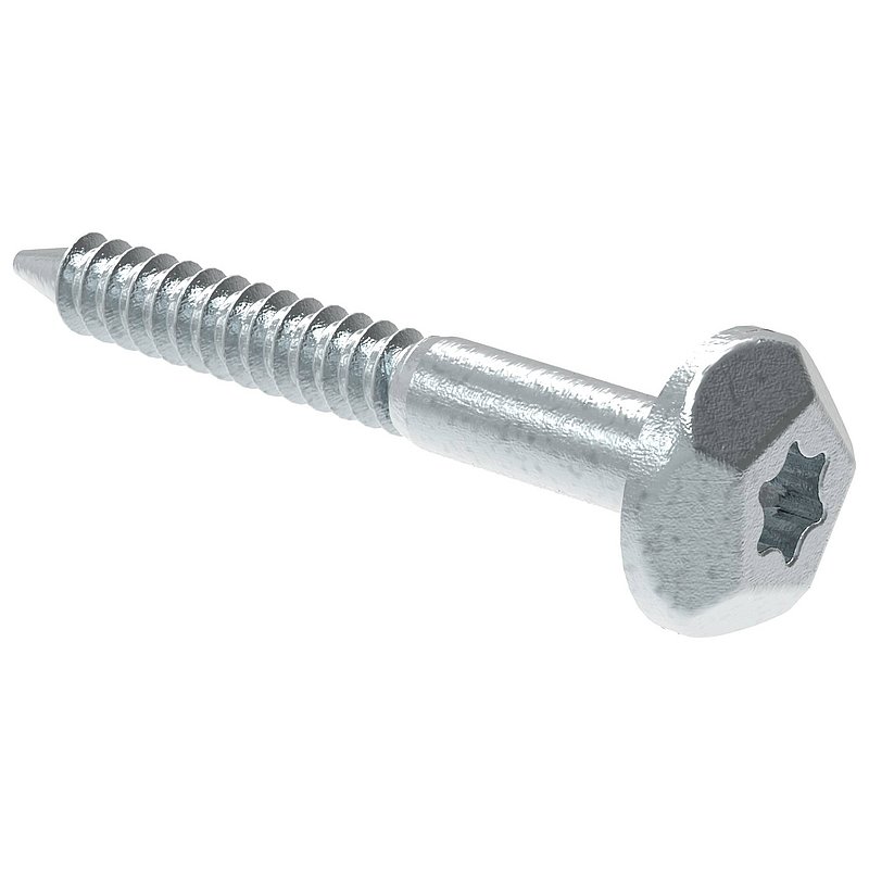 Sicherheitsschraube 7x50mm, Stahl verzinkt - blau passiviert, Holzschraubengewinde ähnlich DIN 571
