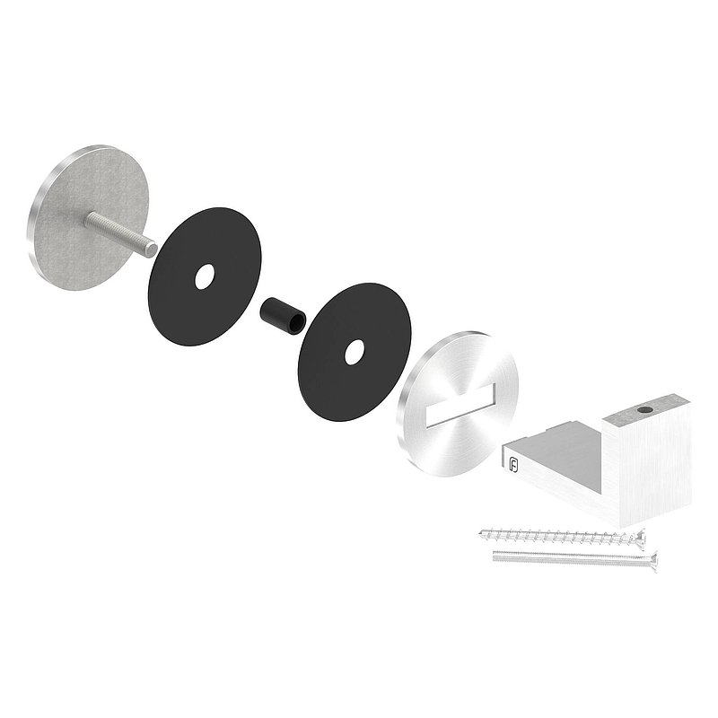 Sensa Design 1, flat connection, for mounting on glass, AISI304