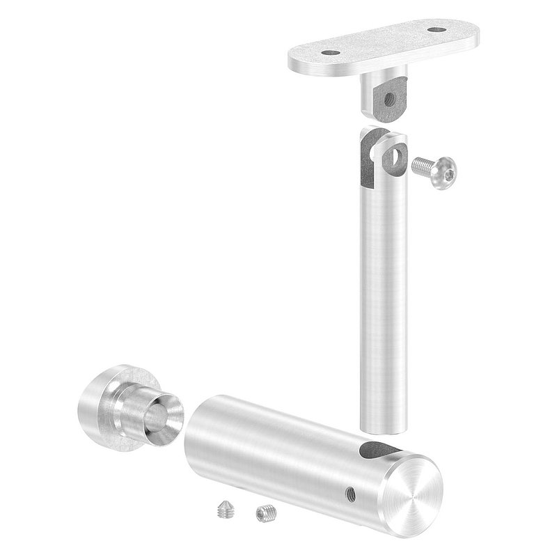 Handlaufhalter mit Gelenk, Handlaufanschlussplatte flach, V2A