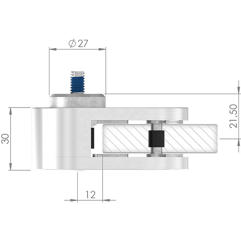 Sichtschutz Endglasklemme Mod. 25, V2A