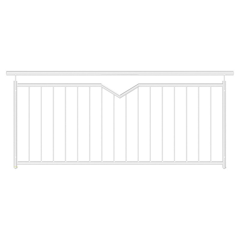 French balcony grille, with V-cutout, W: 2.2m, AISI304