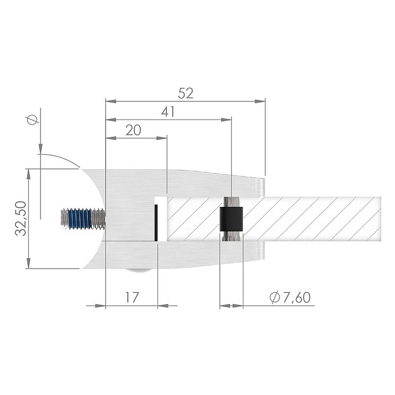 Pince à verre modèle 14, jonction: droite, V4A