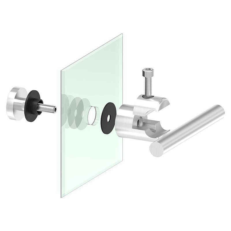 Klemmhalter mit Querstab-Glashalter Ø 25mm, zur nachträglichen Montage, V4A