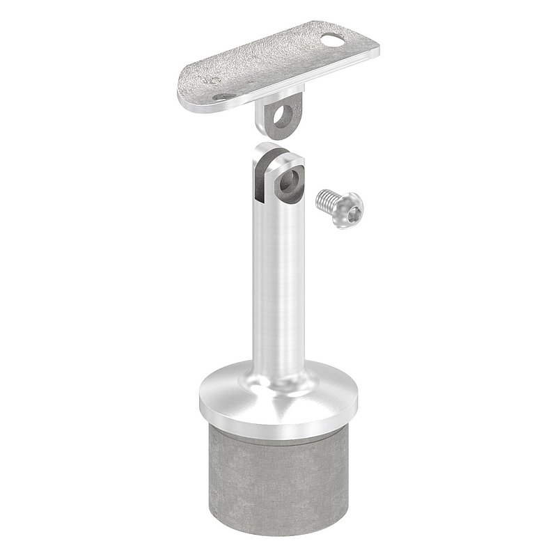 Bouchon pour extrémité de tube avec articulation et plaque de racc. pour tube Ø 42,4x2,5mm, V4A