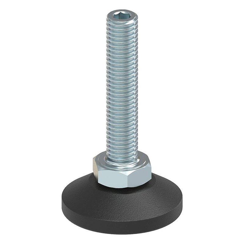 Levelling foot with adjusting screw with hexagon socket