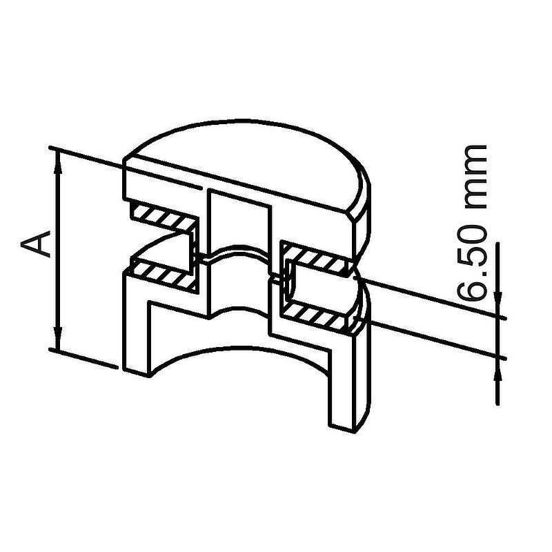 Lower part Ø 30mm, with through-hole, D:40mm, AISI304