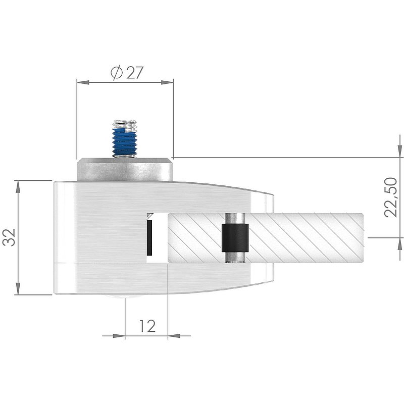 Privacy screen end glass clamp mod. 26, AISI304