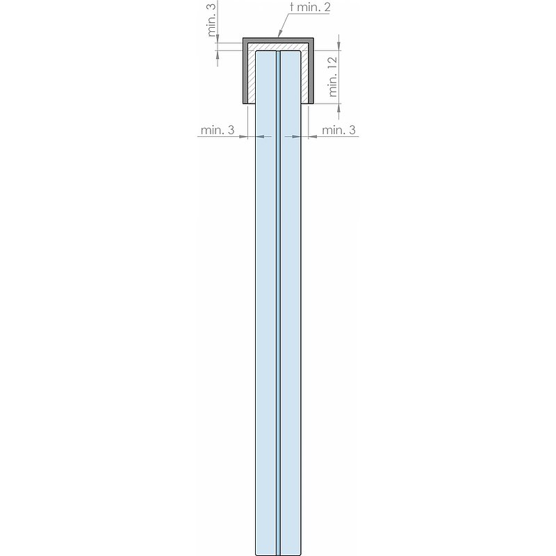 Aluminium-U-Profil, 24x12x3mm, L: 3000mm