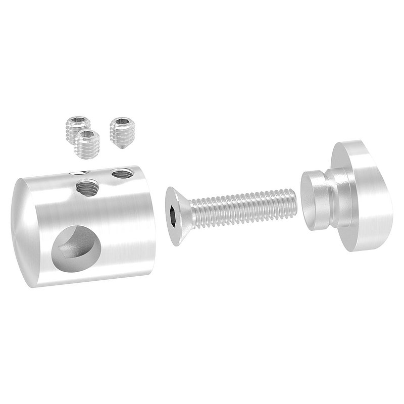 Cross bar holder for pushing 2 round bars, 10.2 mm hole, AISI304