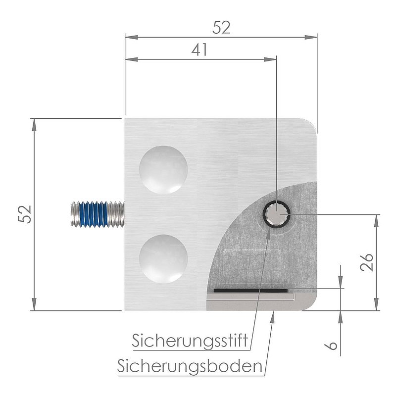 Glass clamp Mod. 34, connection: straight, AISI304
