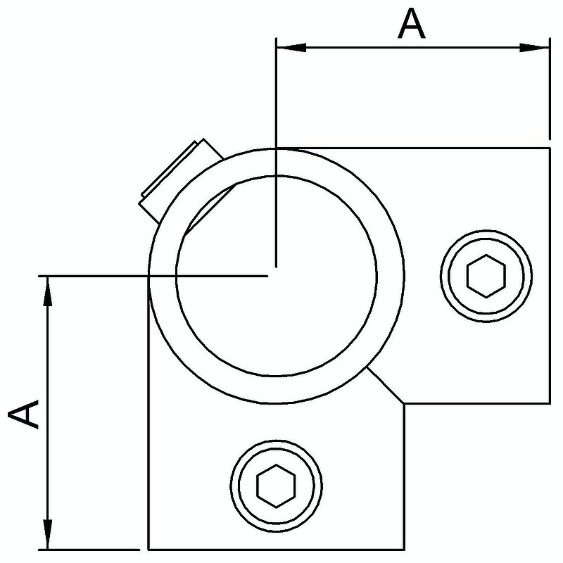 Raccord d'angle 4 sorties, pour tube Ø 60,3mm
