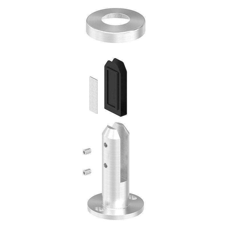 Floor glass holder round, for glass 12 - 12.76mm, AISI316