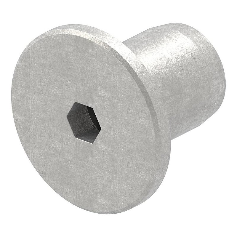 Hülsenmutter mit Flachkopf und ISK, M10, V2A
