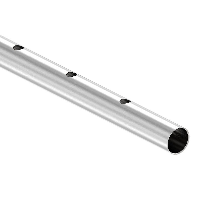 Stainless steel tube, single perforated 16.1mm, 42.4x2.0mm, L: 3000mm, AISI304