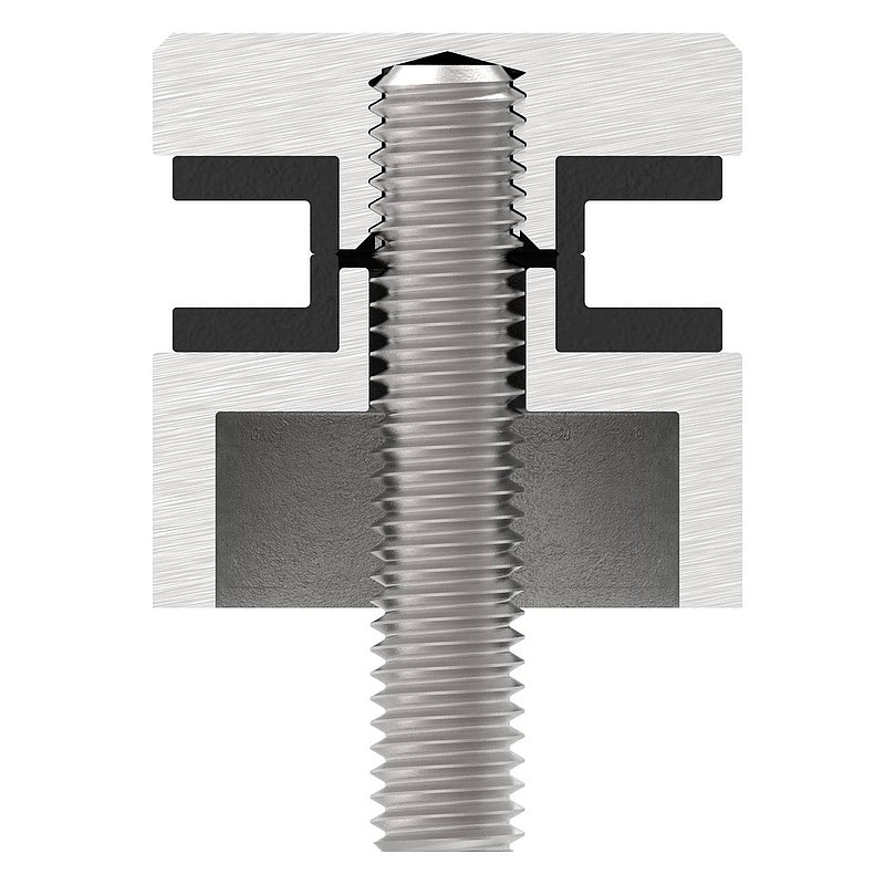 Glass point holder 30mm, connection: flat, raw zinc
