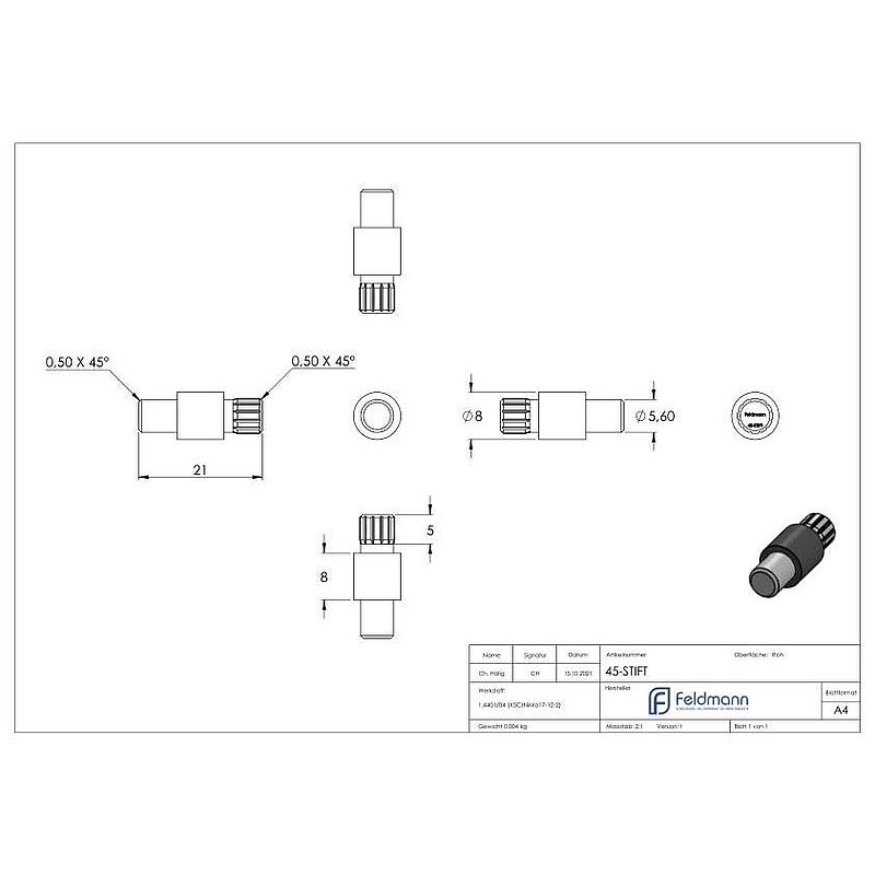 Sicherungsstift für Mod. 45, V4A
