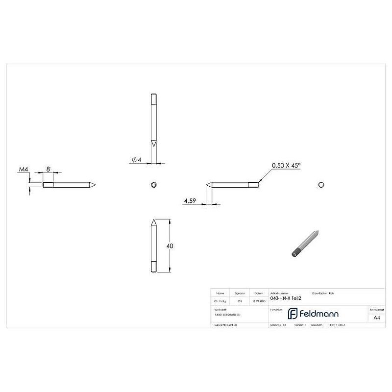 Fixations pour numéro de maison avec filetage M4, V2A