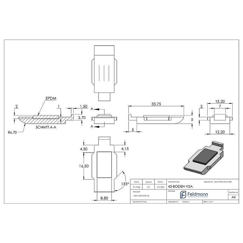 Locking plate for Mod. 45 , AISI304