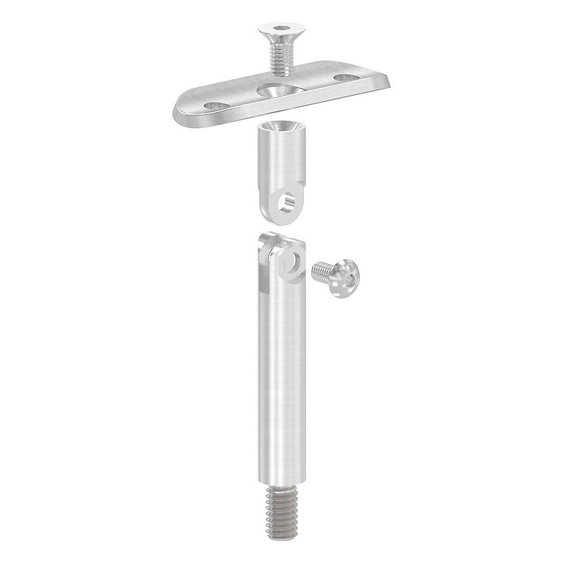 Hinge pin Ø 12mm with handrail connection plate 42.4mm, AISI304