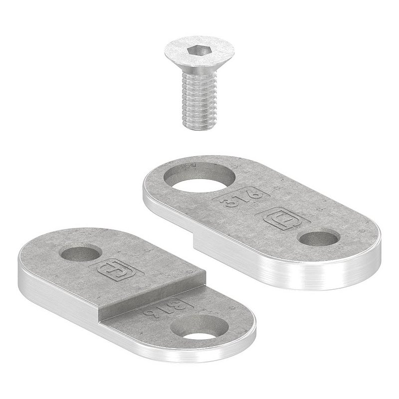 Handlaufanschlussplatte verstellbar, flach, V4A