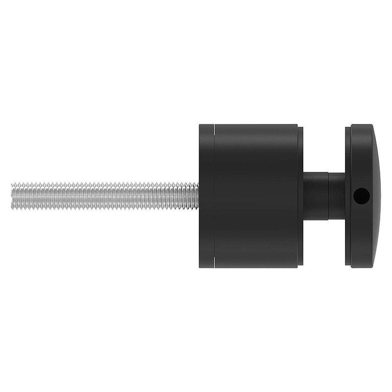 Glaspunkthalter 52mm, flach, verstellbar, V2A, pulverbeschichtet in RAL 9005 schwarz matt
