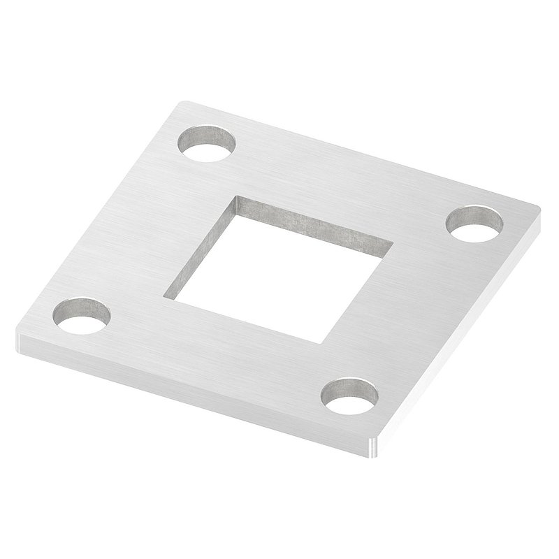 Plaque d'ancrage, 92x92x6mm, avec ponçage longitudinal, V2A