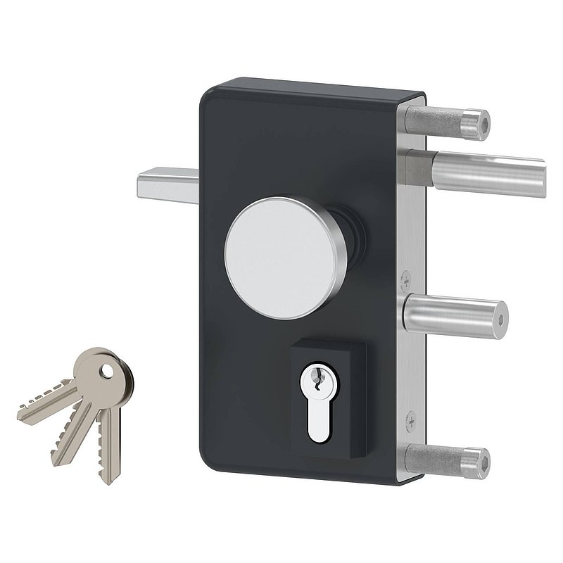 grille gate lock GTS 2 with anti-panic function for tube thickness 40-60mm, housing RAL 7016